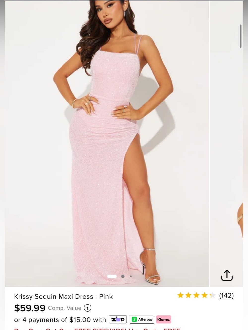 Fashion Nova Pink Krissy Sequin Maxi Dress NWT size XS party dance homecoming